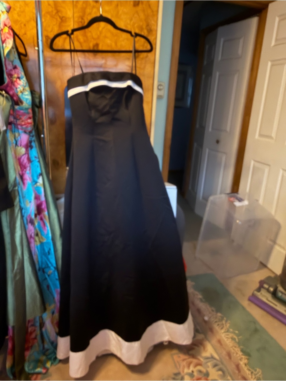 Urban Girl Nites Black Strapless A-Line Gown with White Hem